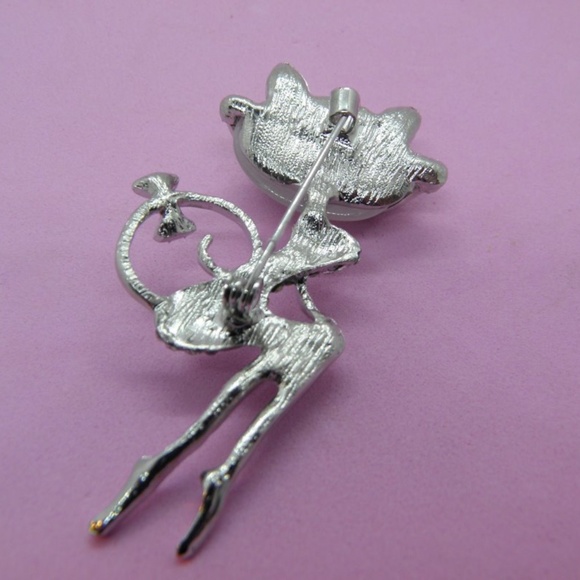 Rhinestone Cat Brooch - Picture 5 of 7